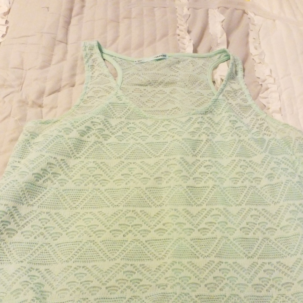 Maurices light aqua stretchy lace racerback tank